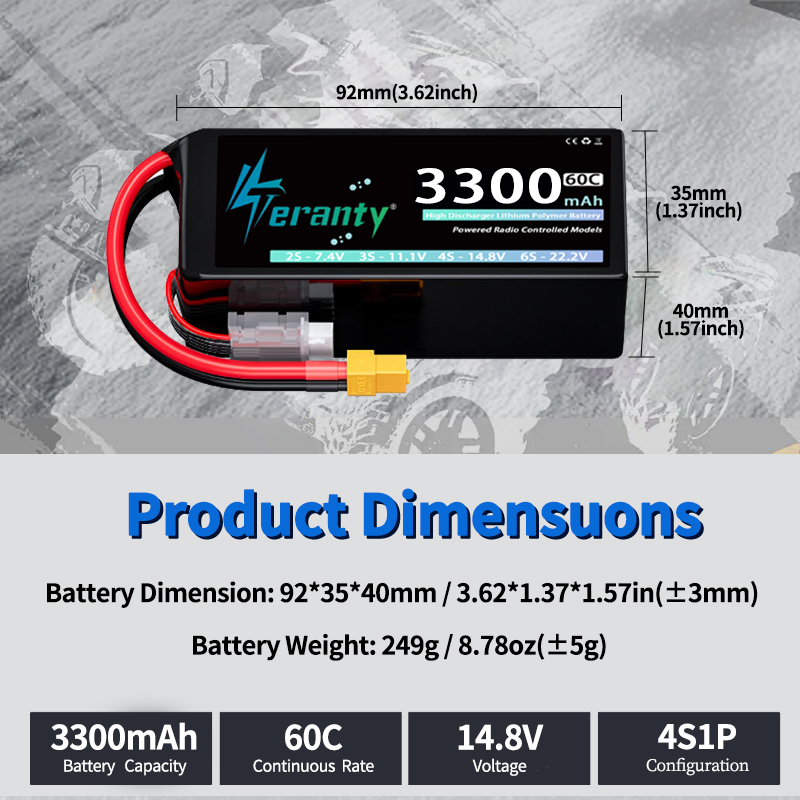 TERANTY 4S 3300mAh Lipo Batter - đánh giá và giá Drone Battery Plate
